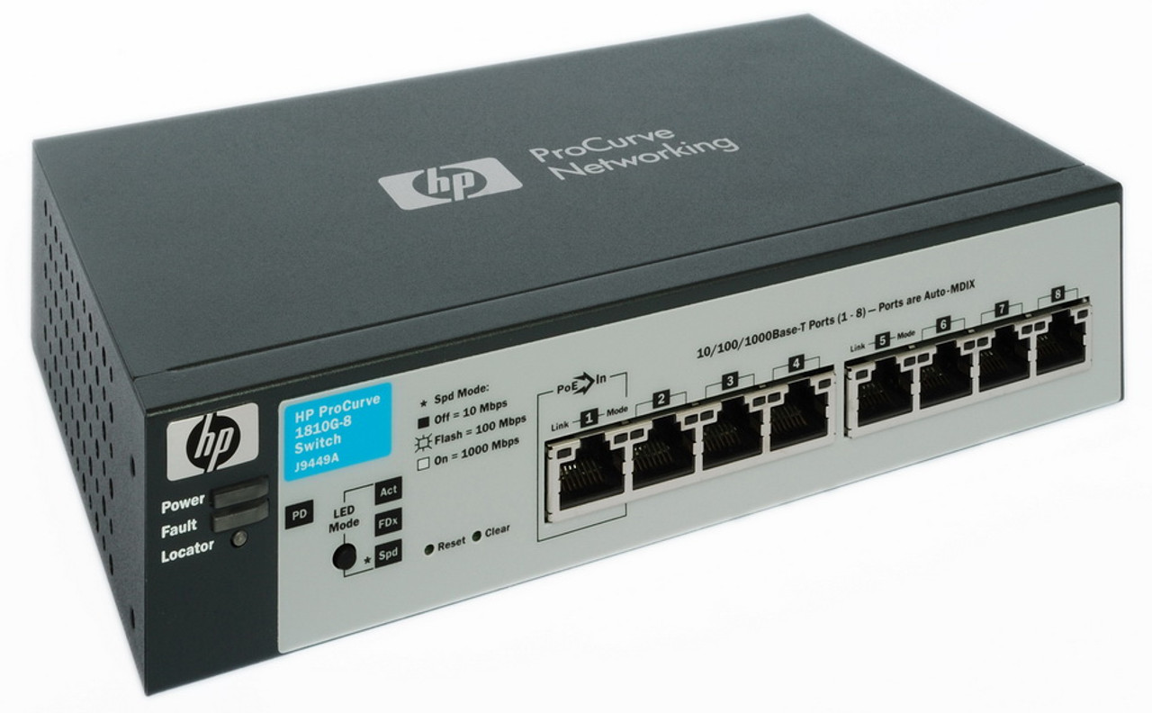 J9449A HP ProCurve 1810G-8 8-Ports 10/100/1000Base-T RJ-45 Managed Gigabit Ethernet Switch (Refurbished)