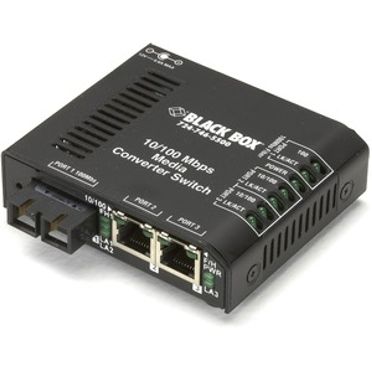 LBH100AE-SC Black Box Standard Media Converter Switch 240-VAC Multimode SC (Refurbished)