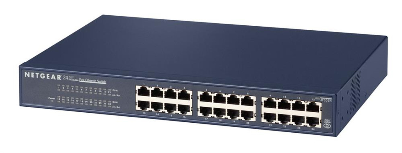 JFS524 NetGear ProSafe Plus 24-Ports 10/100Mbps RJ45 Fast Ethernet Rackmount Switch (Refurbished)