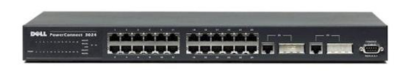 08H448 Dell PowerConnect 3024 24-Ports 10/100 Fast Gigabit Switch (Refurbished)