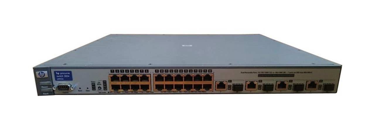 J4903A#0D1 HP ProCurve 2824 24-Ports 10/100/1000Base-T RJ-45 Manageable Rack-mountable 1U Stackable Ethernet Switch with 4x SFP Ports (Refurbished)