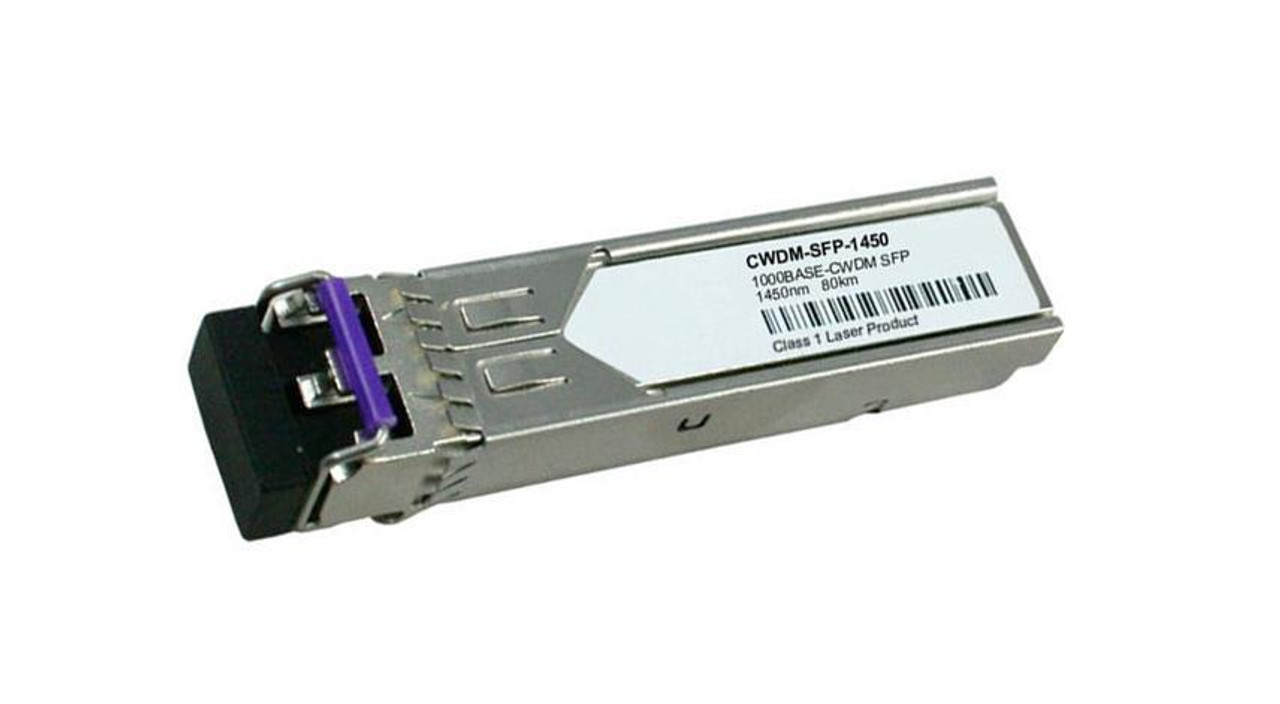 CWDM-SFP-1450= Cisco 1Gbps 1000Base-CWDM Single-mode Fiber 80km 1450nm Duplex LC Connector SFP Transceiver Module (Refurbished)