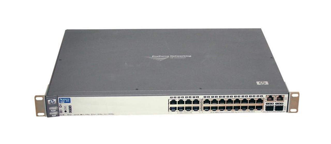 J4900-60001 HP ProCurve 2626 24-Ports 10/100Base-TX SFP Manageable 1U Rack-Mountable Ethernet Switch with 2x SFP Ports (mini-GBIC) 1U Rack-Mountable Stackable