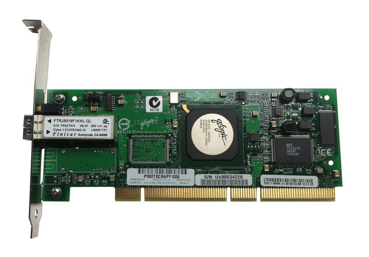 281541-001 HP QLogic Single-Port LC 2Gbps Fibre Channel PCI-X Host Bus Network Adapter