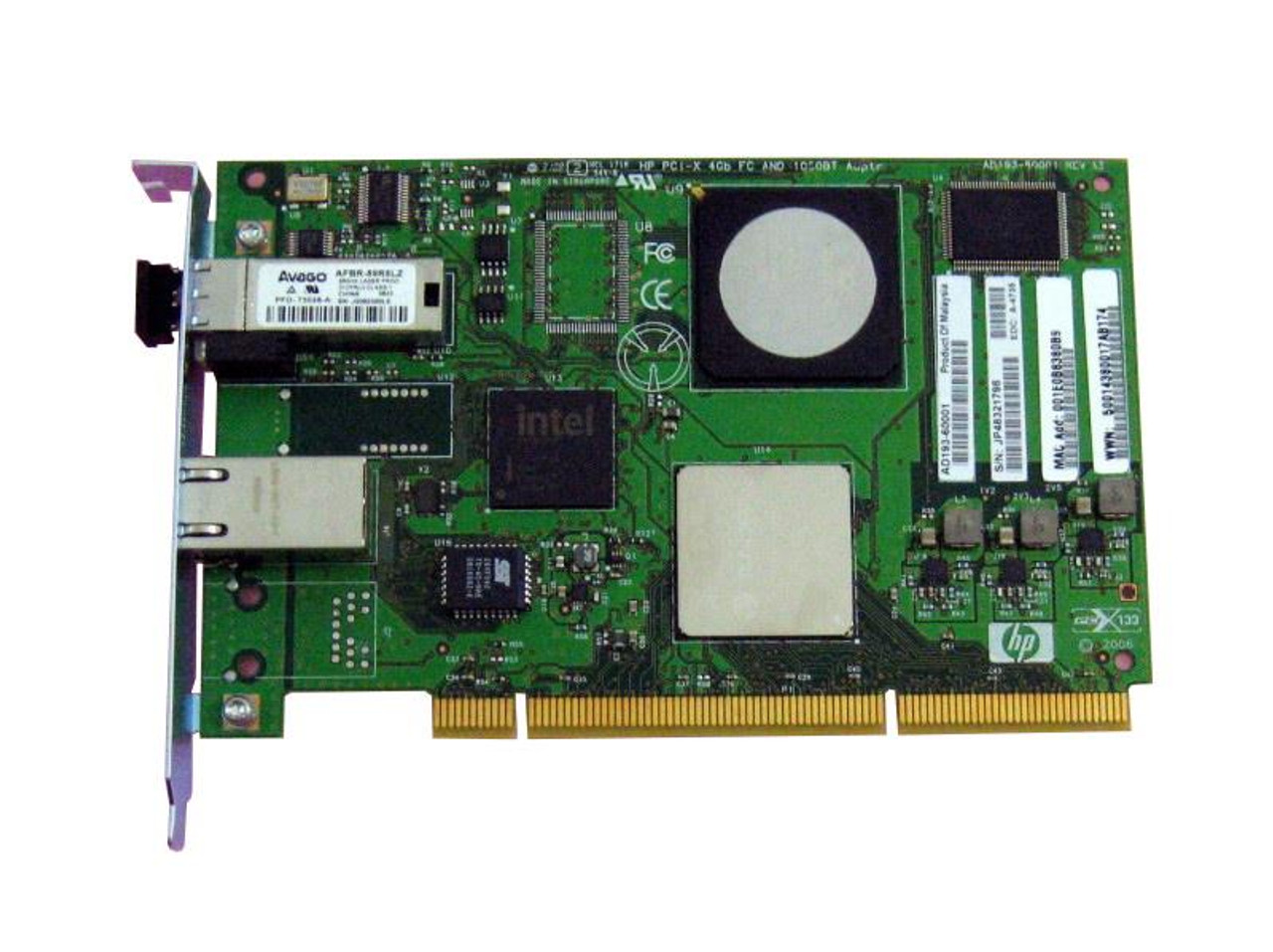 AD193-69101 HP Single-Port 4Gbps 1000Base-T Fibre Channel Gigabit Ethernet PCI-X Host Bus Network Adapter