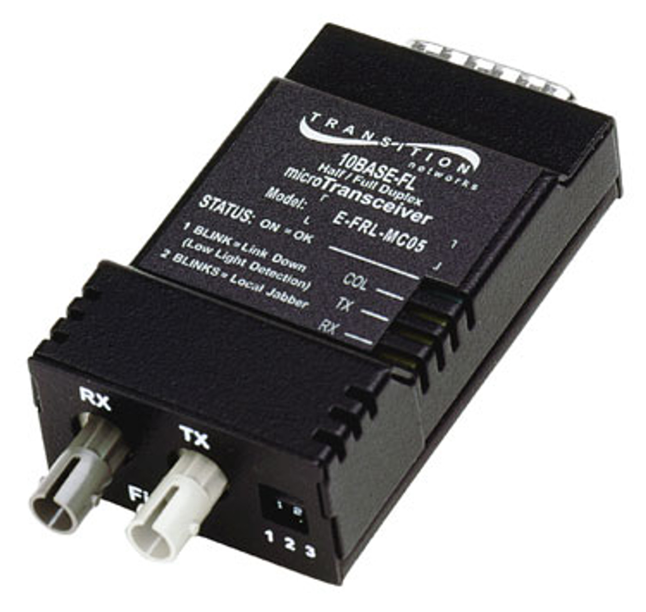 E-FRL-MC05 Transition 10Mbps 10Base-5 DB-15 to 10Base-FL Multi-Mode Fibre 2km 850nm ST Connector AUI Transceiver Module