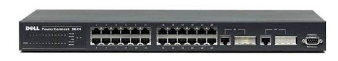 08H424 Dell PowerConnect 3024 24-Ports 10/100 Fast Gigabit Switch (Refurbished)