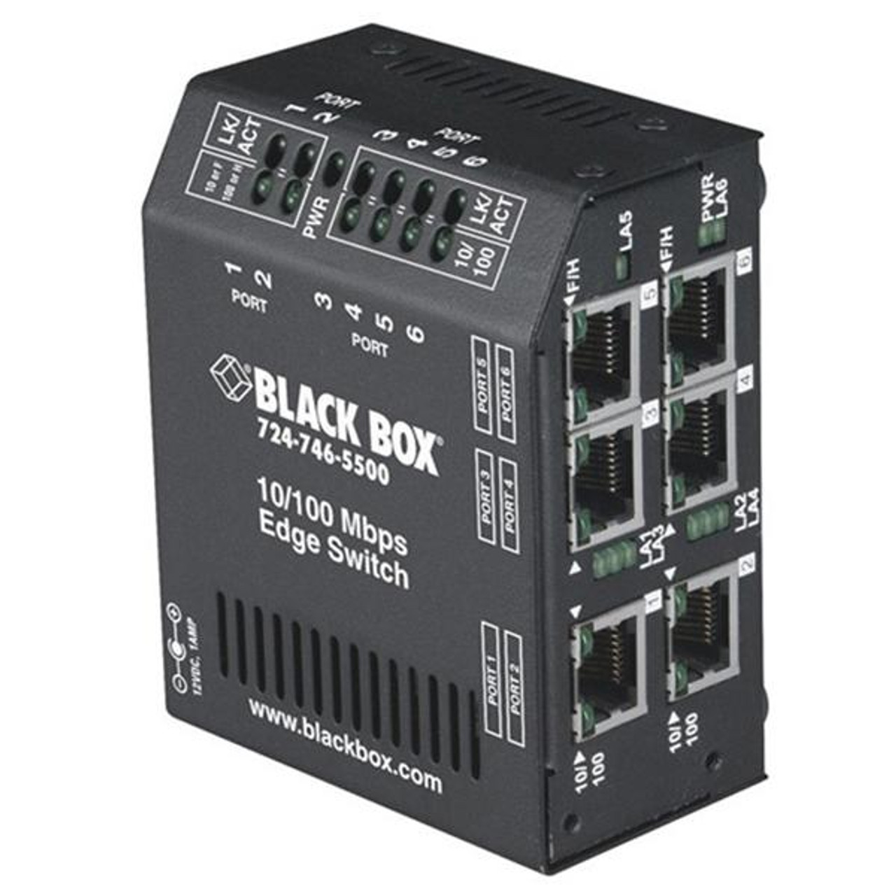 LBH600A-HD-24 Black Box Heavy-Duty Edge Switch 6 x 10/100Base-TX LAN (Refurbished)