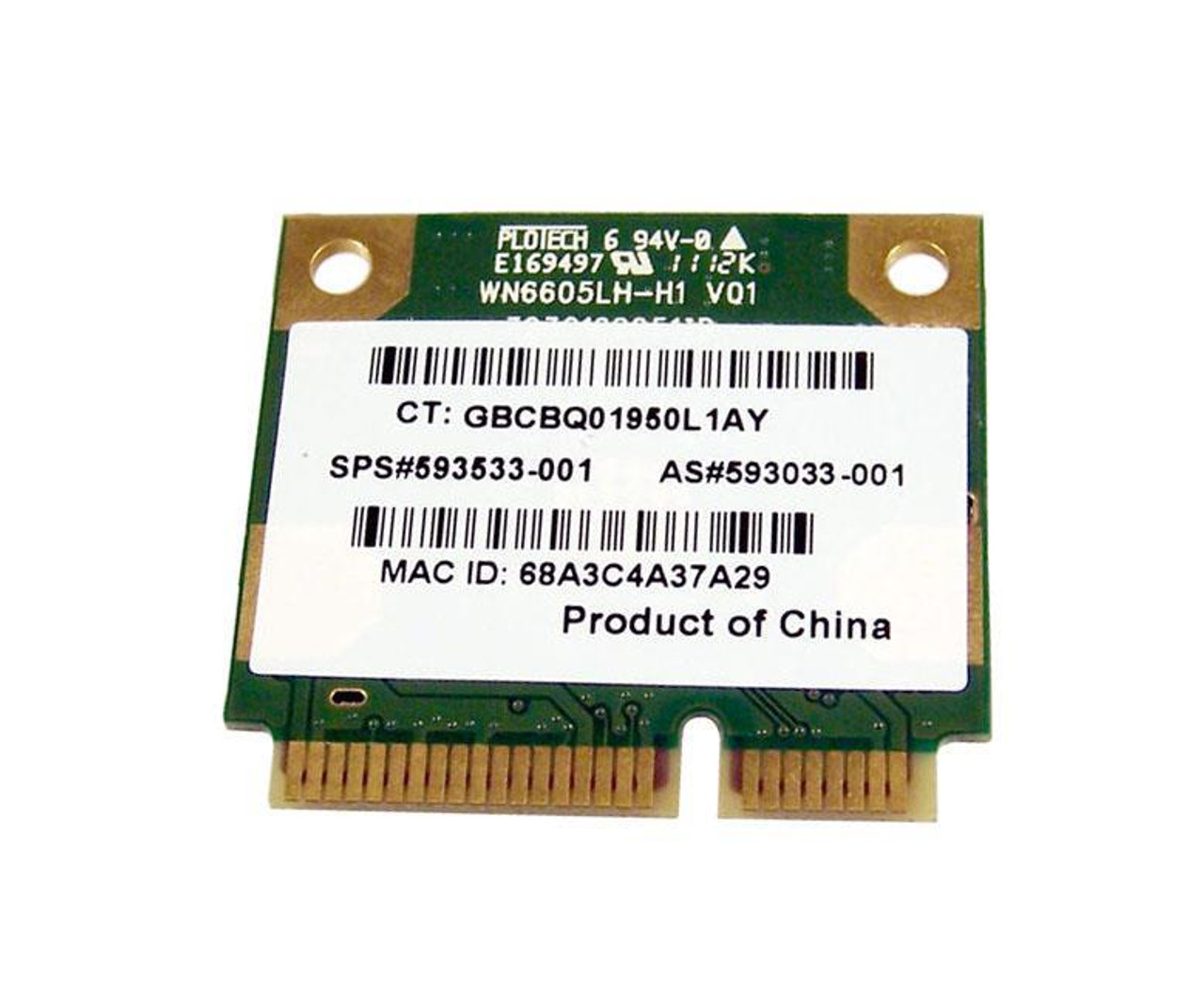 593533-001 HP 2.4GHz IEEE 802.11b/g/n Mini PCI-Express Wireless Network Adapter Card