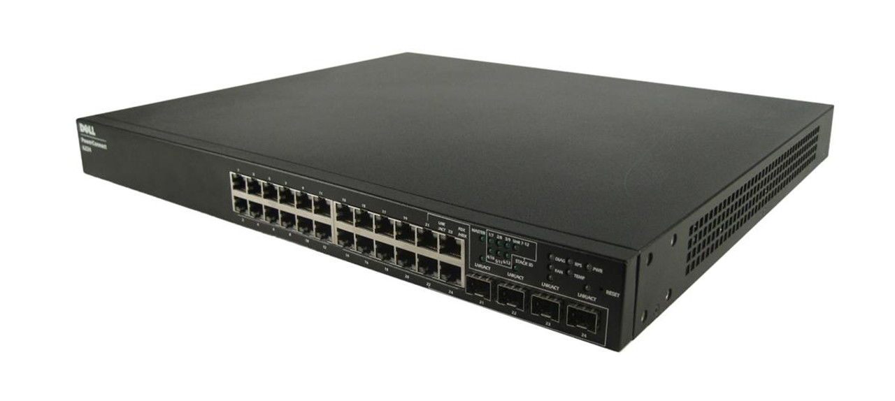 550977970 Dell PowerConnect 6224 24-Ports 10/100/1000BASE-T + 4 x shared SFP GbE Managed Switch (Refurbished)