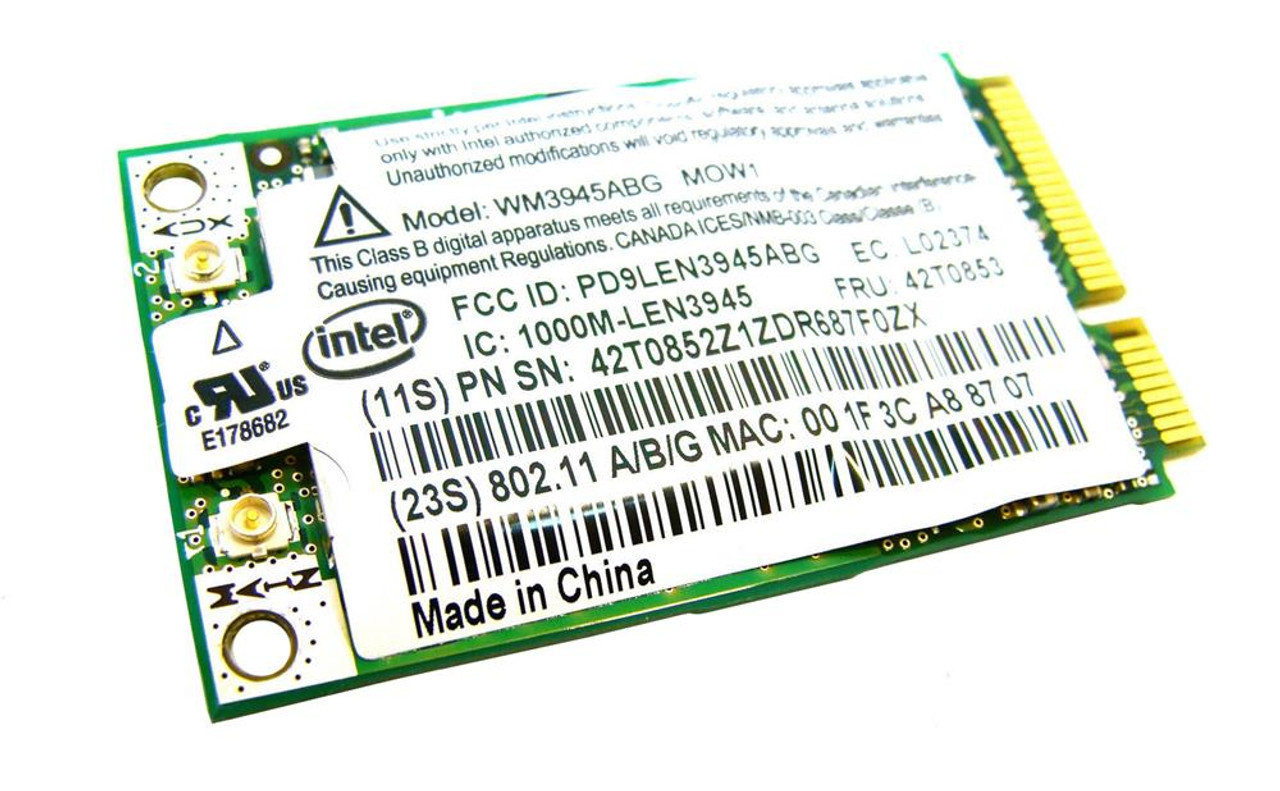 42T0853-06 IBM PRO/Wireless 3945ABG 54Mbps IEEE 802.11a/b/g Mini PCI Express Wireless Network Adapter for ThinkPad