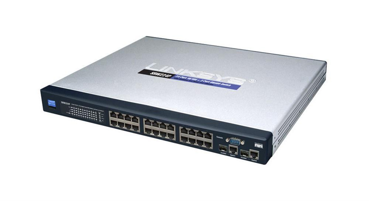 SRW22411643 Linksys SRW224 24-Ports 10/100 RJ-45 + 2-Port Gigabit Switch with Webview (Refurbished) SRW22411643