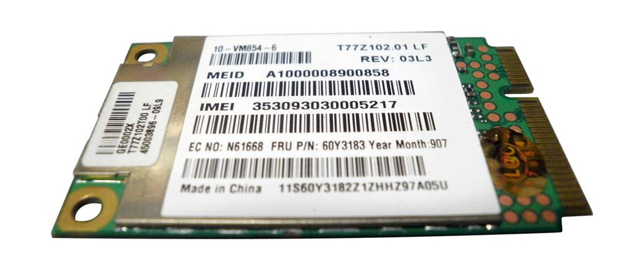 60Y3183 IBM Lenovo Gobi 2000 3G with GPS Integrated Mobile Broadband Card
