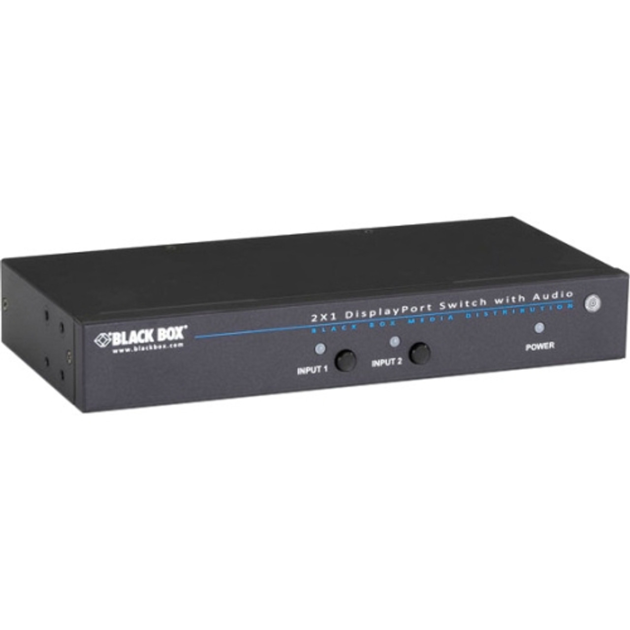 AVSW-DP2X1A Black Box 2 x 1 DisplayPort Switch with Serial and 3.5-mm Audio (Refurbished)