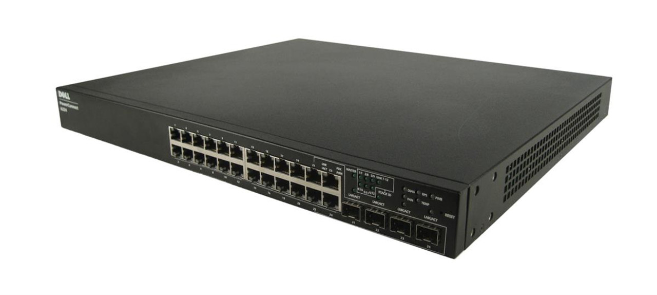 P6245NP Dell PowerConnect 6224 24-Ports 10/100/1000BASE-T + 4 x shared SFP GbE Managed Switch (Refurbished)