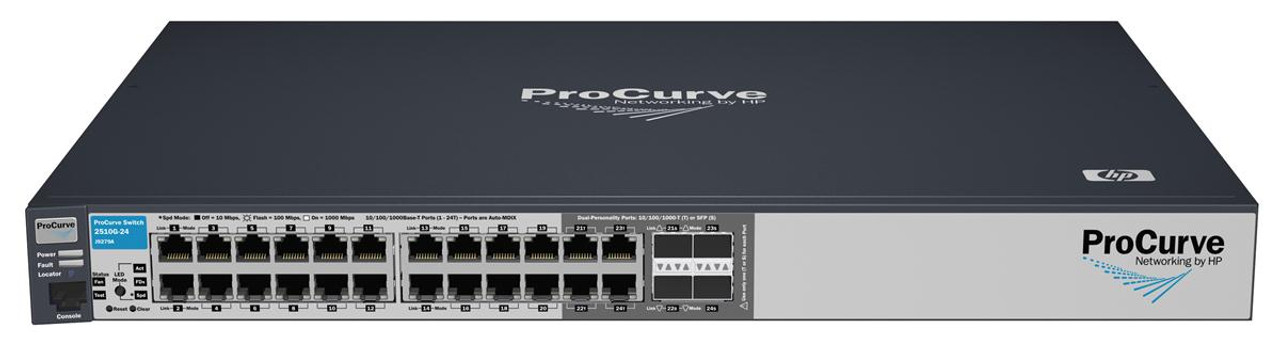 J9279AR#ACC HP ProCurve 2510G-24 24-Ports RJ-45 1Gbps 1000Base-T Layer-2 Managed Stackable Gigabit Ethernet Switch with 4x 1000Base-T SFP Ports (Refur