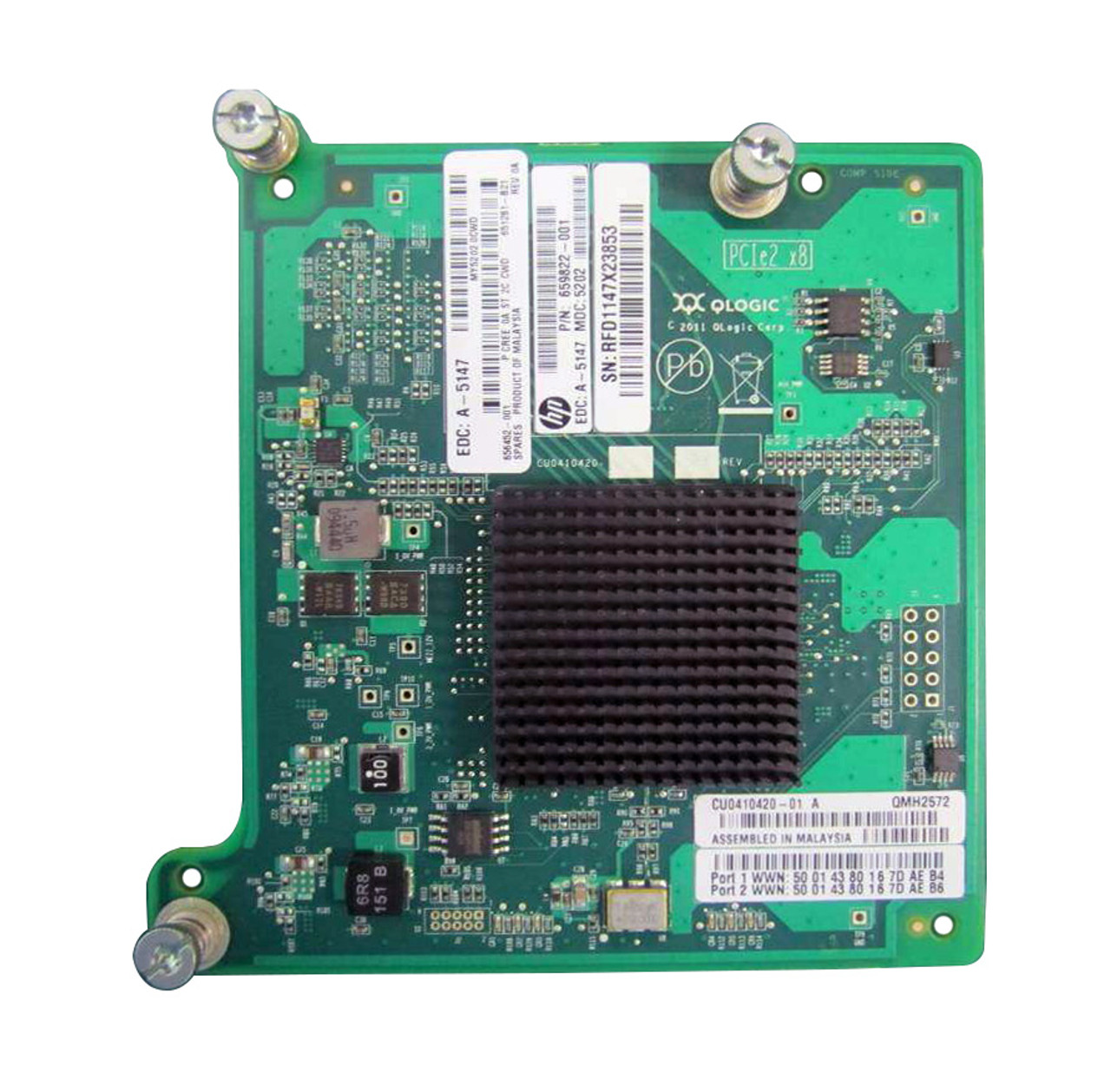 659822-001 HP Dual-Ports 8Gbps Fiber Channel PCI Express 2.0 X4 Mezzanine Host Bus Network Adapter