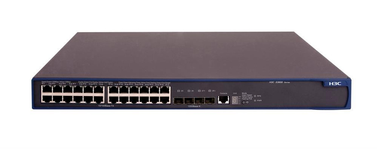 JD331A#ABA HP 3600-24 EI 24-Ports RJ-45 100Base-TX Fast Ethernet 1U Rack-mountable Stackable Manageable Layer 4 Switch with 4x SFP Ports (Refurbished)