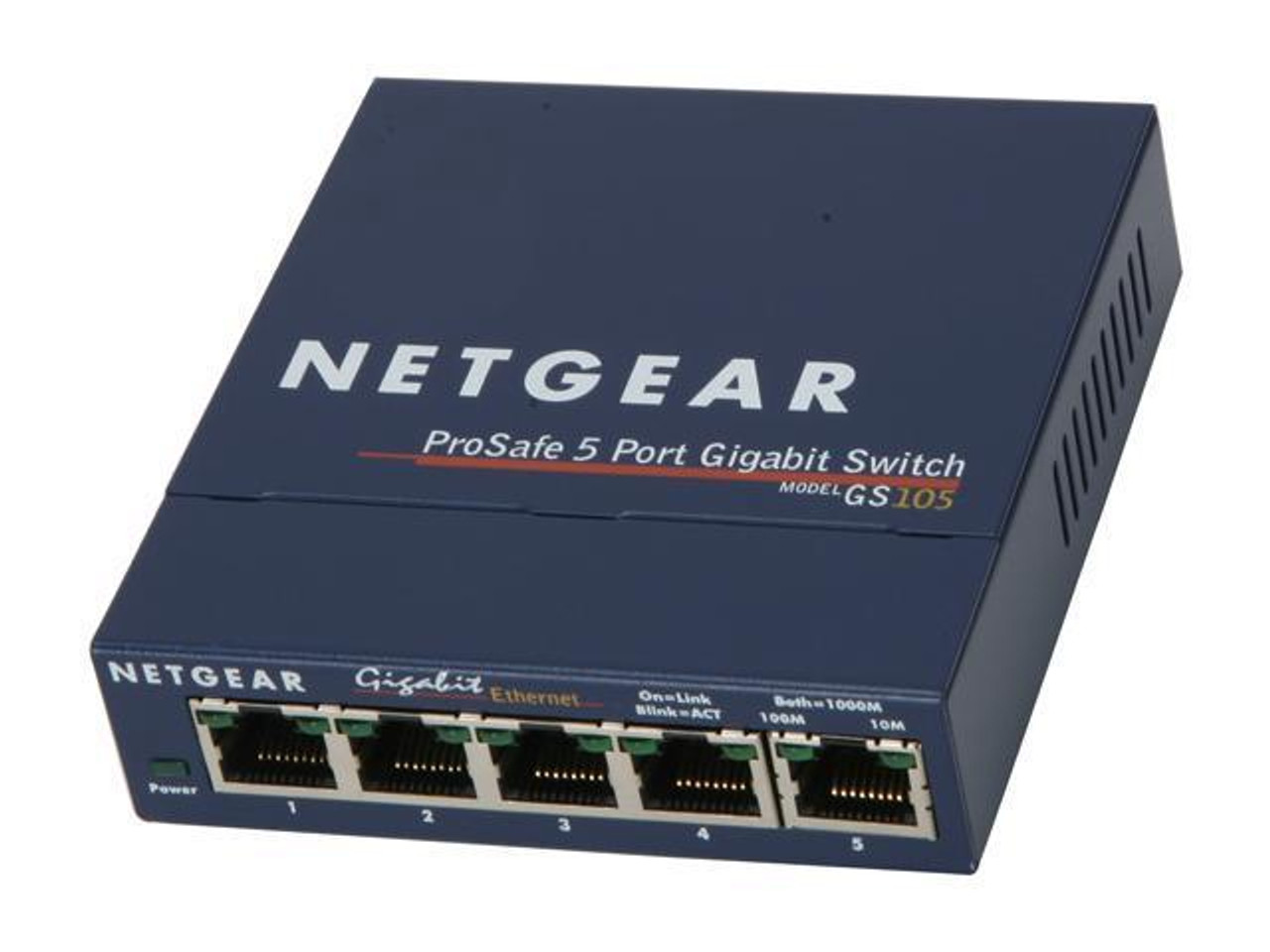 GS105NAR NetGear ProSafe 5-Ports 10/100/1000Mbps RJ45 Gigabit Ethernet Desktop Switch (Refurbished)