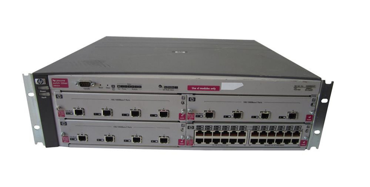 J4850-61301 HP ProCurve Switch Ethernet 5304XL 4-Slot Console Layer 2-4 Chassis with Dual AC Power Rack Mountable (Refurbished)