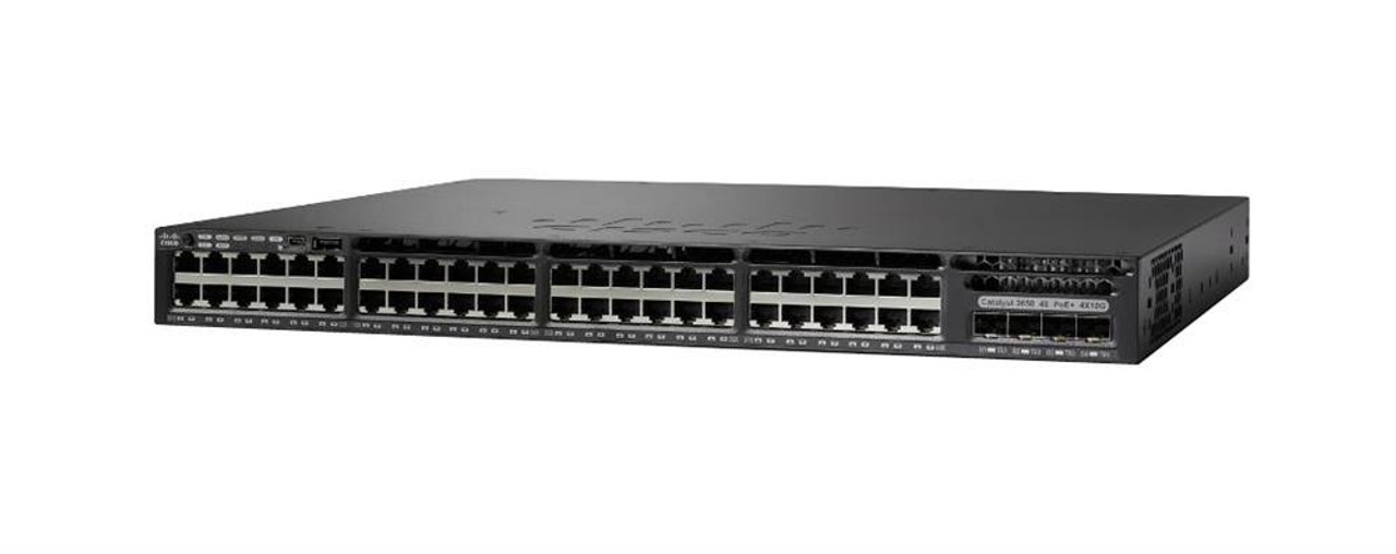 WS-C3650-48PD-S= Cisco Catalyst 3650 Series 48-Ports 10/100/1000Base-T RJ-45 PoE+ Manageable Layer4 Rack-mountable 1U Switch with 2x SFP+ Ports (Refurbished)