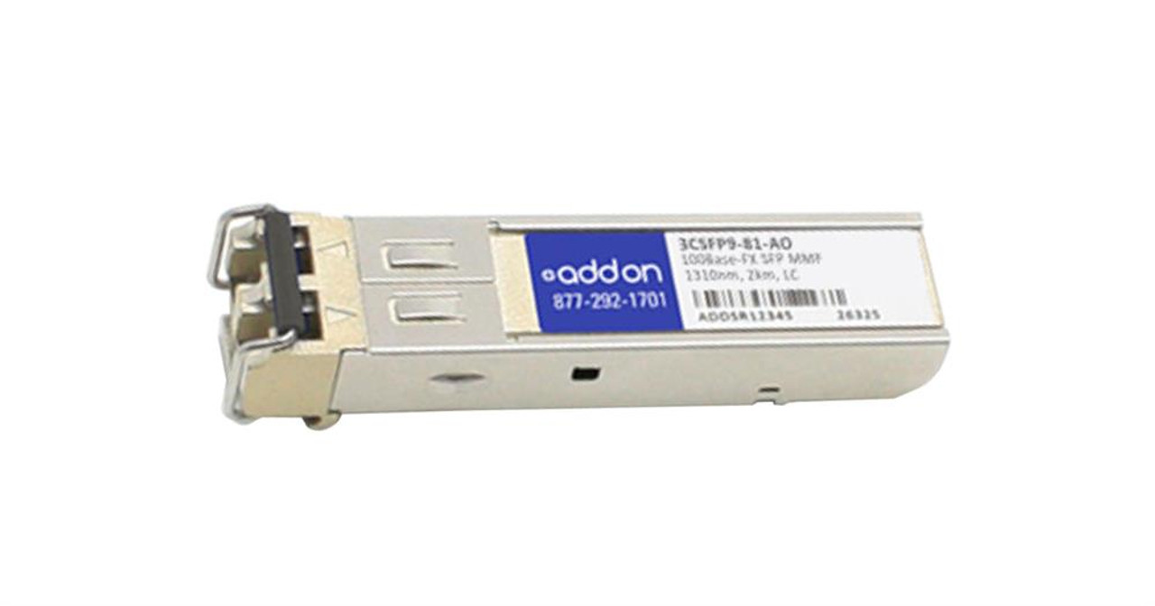 3CSFP981AO ADDONICS 100Mbps 100Base-FX Multi-mode Fiber 2km 1310nm Duplex LC Connector SFP (mini-GBIC) Transceiver Module for 3Com Compatible