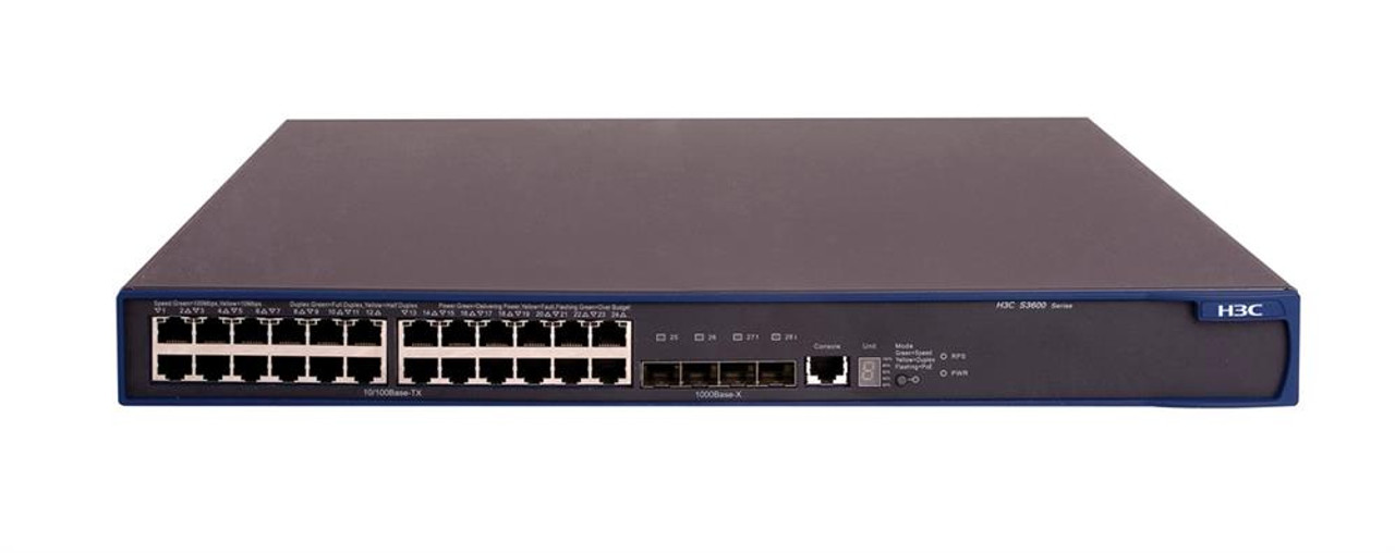 JD331A HP 3600-24 EI 24-Ports RJ-45 100Base-TX Fast Ethernet 1U Rack-mountable Stackable Manageable Layer 4 Switch with 4x SFP Ports (Refurbished)