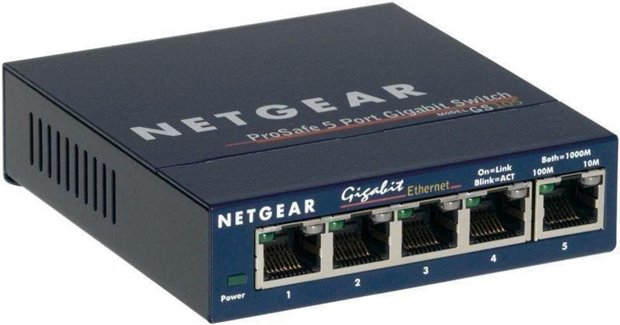 GS105GR NetGear ProSafe 5-Port 10/100/1000Mbps RJ45 Gigabit Ethernet Desktop Switch (Refurbished)