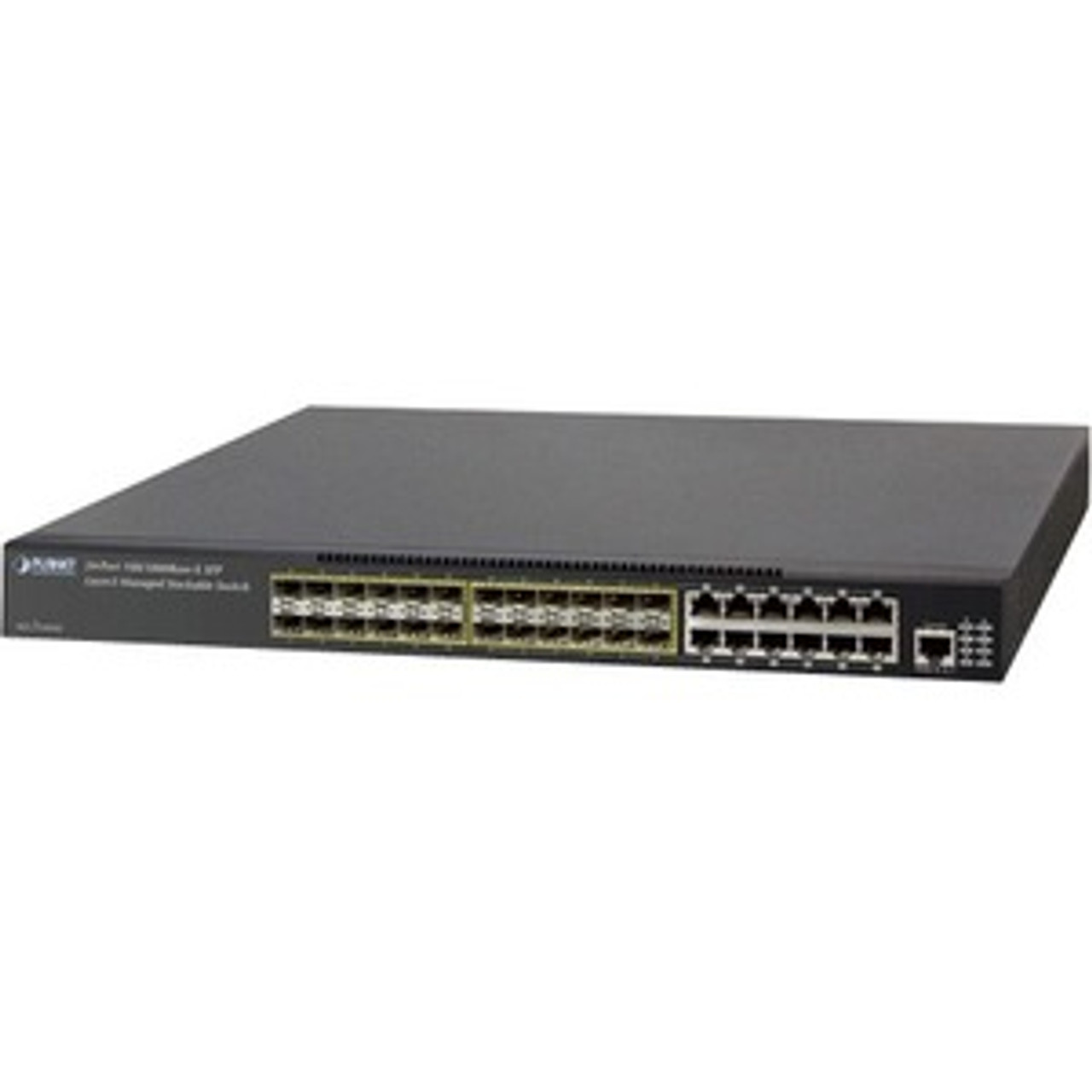 XGS3-24242 Planet Technology 24-Ports 100/1000X SFP with 12-Ports Shared 10/100/1000T and 4 Optional 10G slots Layer 3 Managed Stackable Switch (Refurbished)