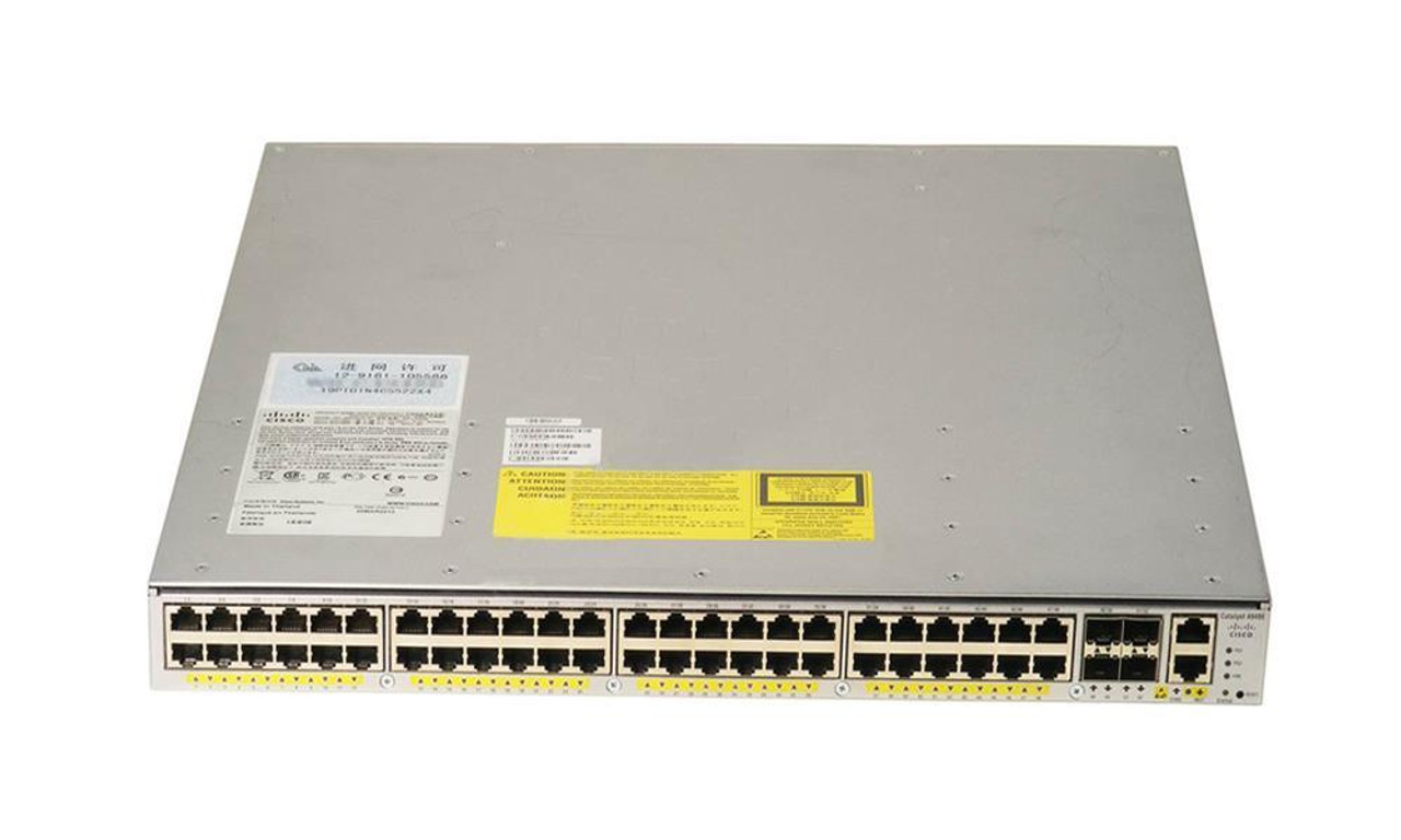 WS-C4948E-F Cisco Catalyst 4948E-F 48-Ports 10/100/1000Base-T RJ-45 Manageable Layer3 Rack-mountable Ehternet Switch with 4x SFP and SFP+ Ports (Refurbished)