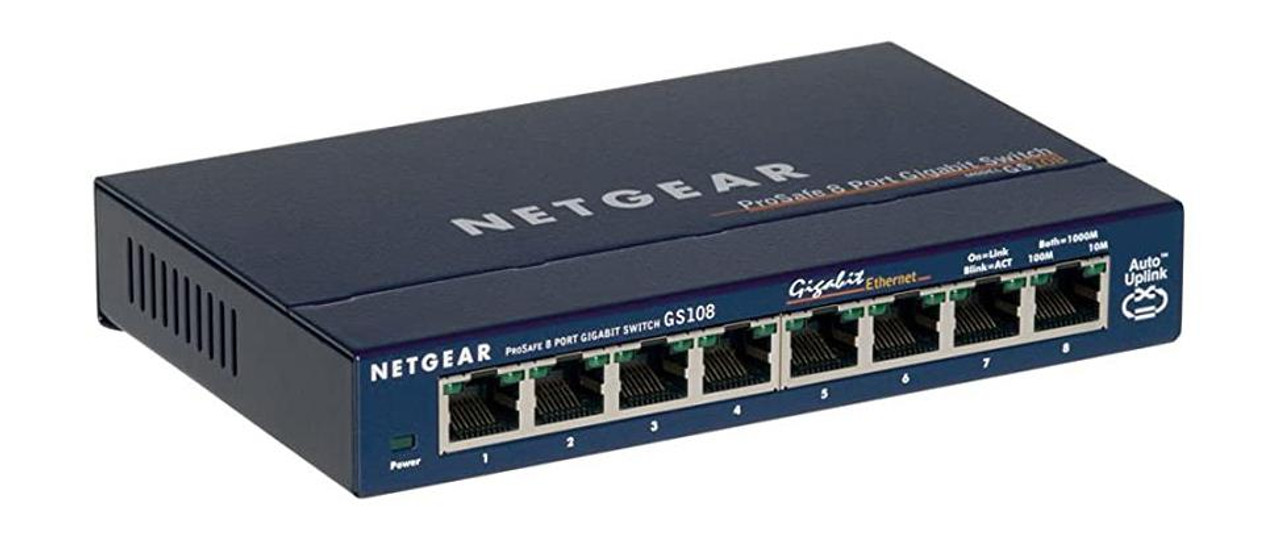 GS108I NetGear ProSafe 8-Ports 10/100/1000Mbps RJ-45 Gigabit Ethernet Desktop Switch (Refurbished)