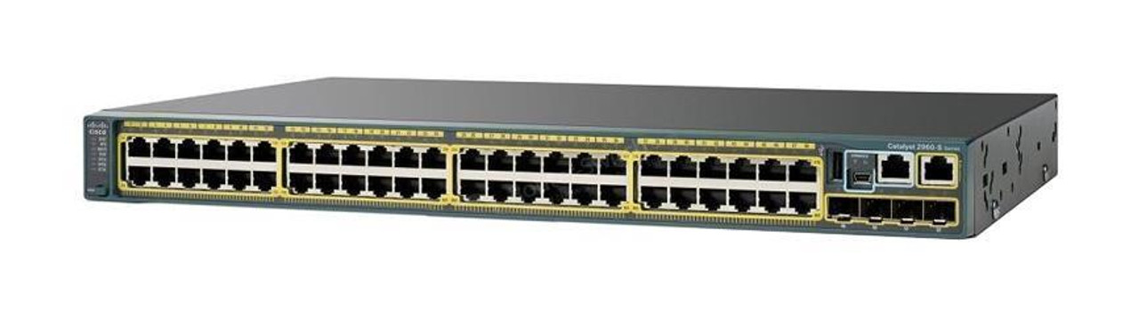 WSC2960S48TSSN Cisco Catalyst 2960s 48-Ports 10/100/1000Base-T RJ-45 Manageable Layer2 Rack-mountable 1U Switch with 4x SFP Ports (Refurbished)