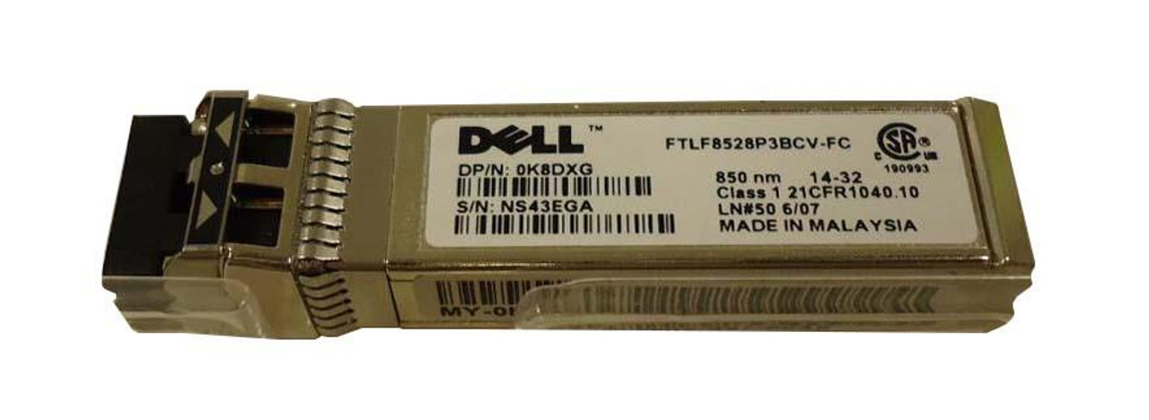 K8DXG Dell 8Gbps Fibre Channel Multi-mode Fiber 50m 850nm Duplex LC Connector SFP+ Transceiver Module