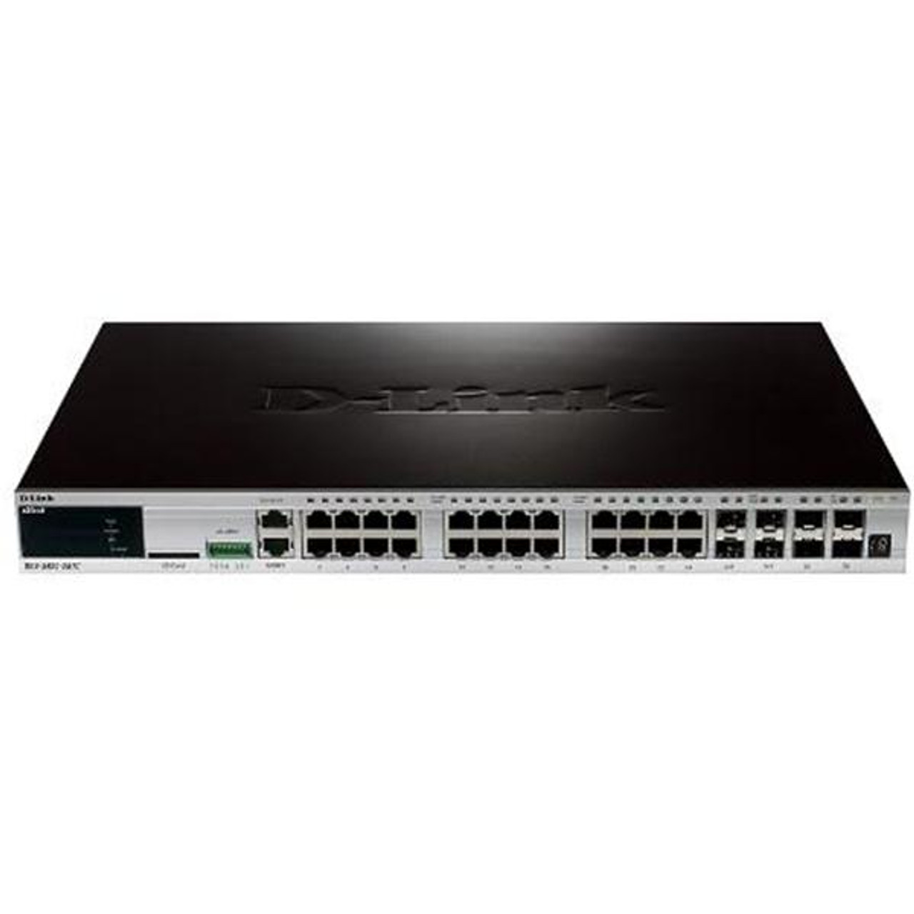 DGS-3420-28TC D-Link xStack 24-Ports 10/100/1000 Layer 2+ Stackable Managed Gigabit Switch including 4-port Combo 1000BaseT/SFP plus 4 10GE SFP+ (Refurbished)
