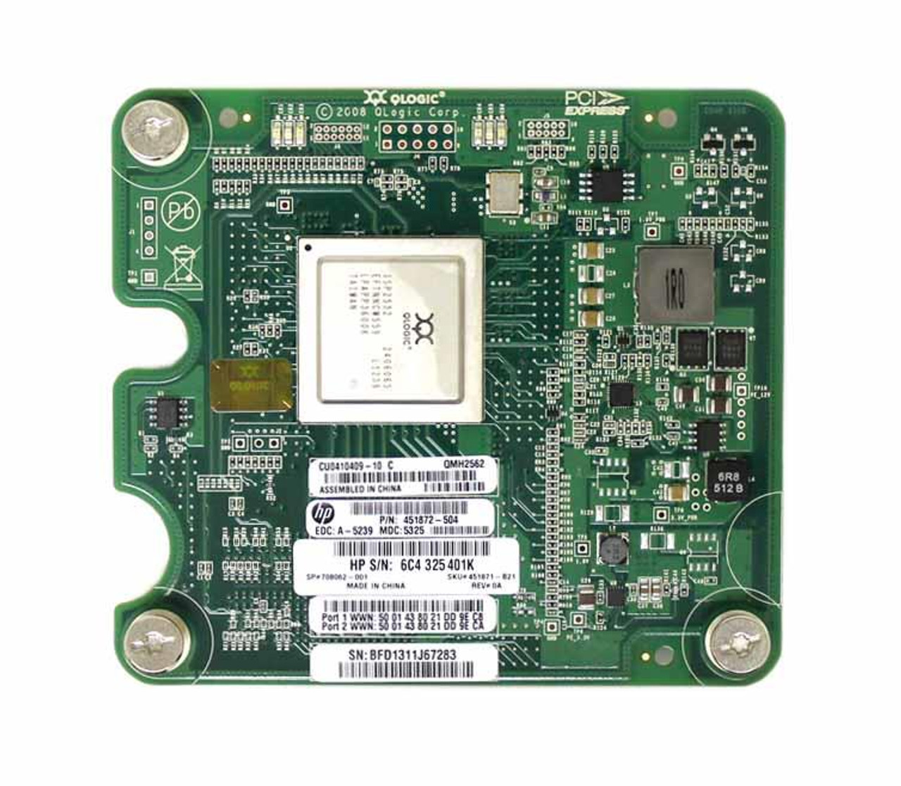 QMH2562 HP Qlogic Dual-Ports 8Gbps Fibre Channel PCI Express 2.0 x4 Mezzanine Network Adapter for BladeSystem