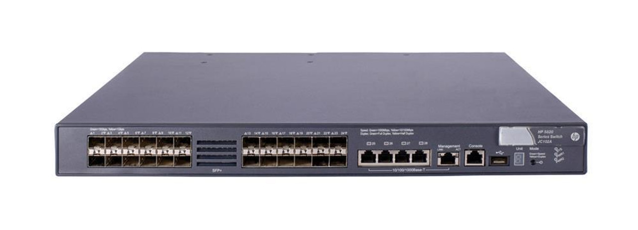 JC102-61101 HP A5820-24XG-SFP+ Layer 3 Switch 24-Ports Manageable 24 x RJ-45 Stack Port 24 x Expansion Slots 10/100/1000Base-T (Refurbished)