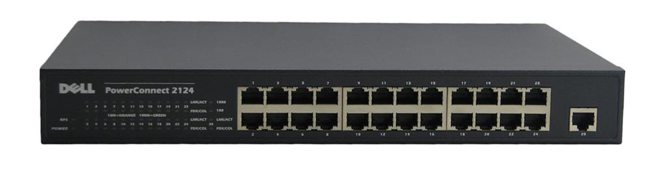 DE2124 Dell PowerConnect 2124 24-Ports Fast 10/100BaseT + 1-Port 10/100/1000BaseT Ethernet Network Switch (Refurbished)