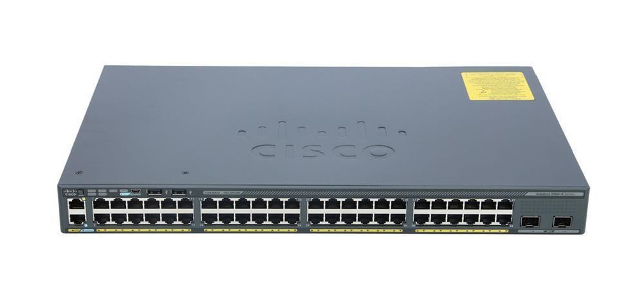 WS-C2960X-48LPD-L Cisco Catalyst 2960-X 48-Ports 10/100/1000Base-T RJ-45 12x PoE and 12x PoE+ Ports USB Manageable Layer3 Rack-mountable Ethernet Switch with 2x SFP+
