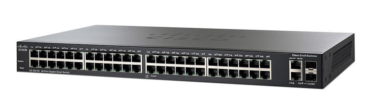 SG200-50 Cisco SG200-50 48-Ports 10/100/1000Base-T RJ-45 Manageable Layer2 Desktop Ethernet Switch with 2 x Gigabit Ethernet Uplink, 2 x Gigabit Ethernet