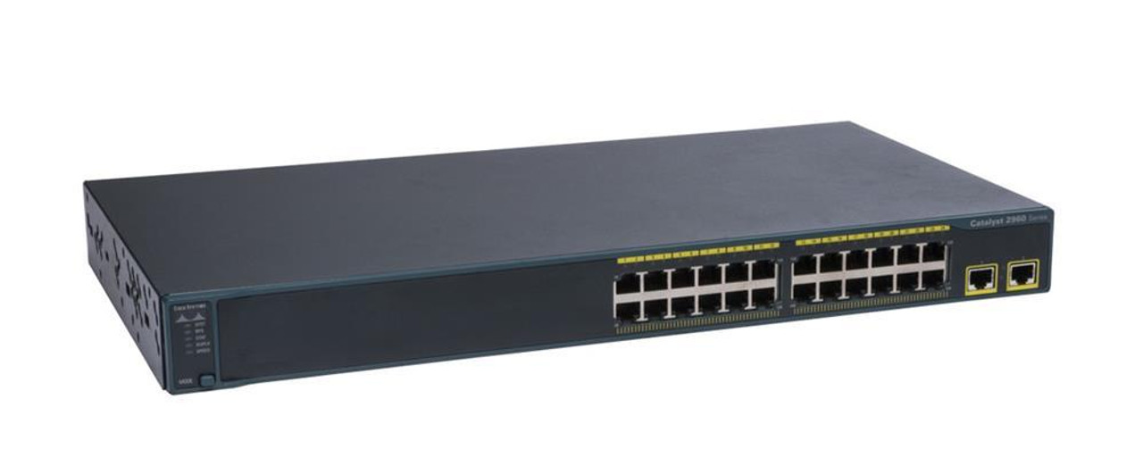 WS-C2960-24TT-L-D4 Cisco Catalyst 2960 24-Ports 10/100 Ethernet Switch with 2x 10/100/1000-TX Uplinks Ports (Refurbished)