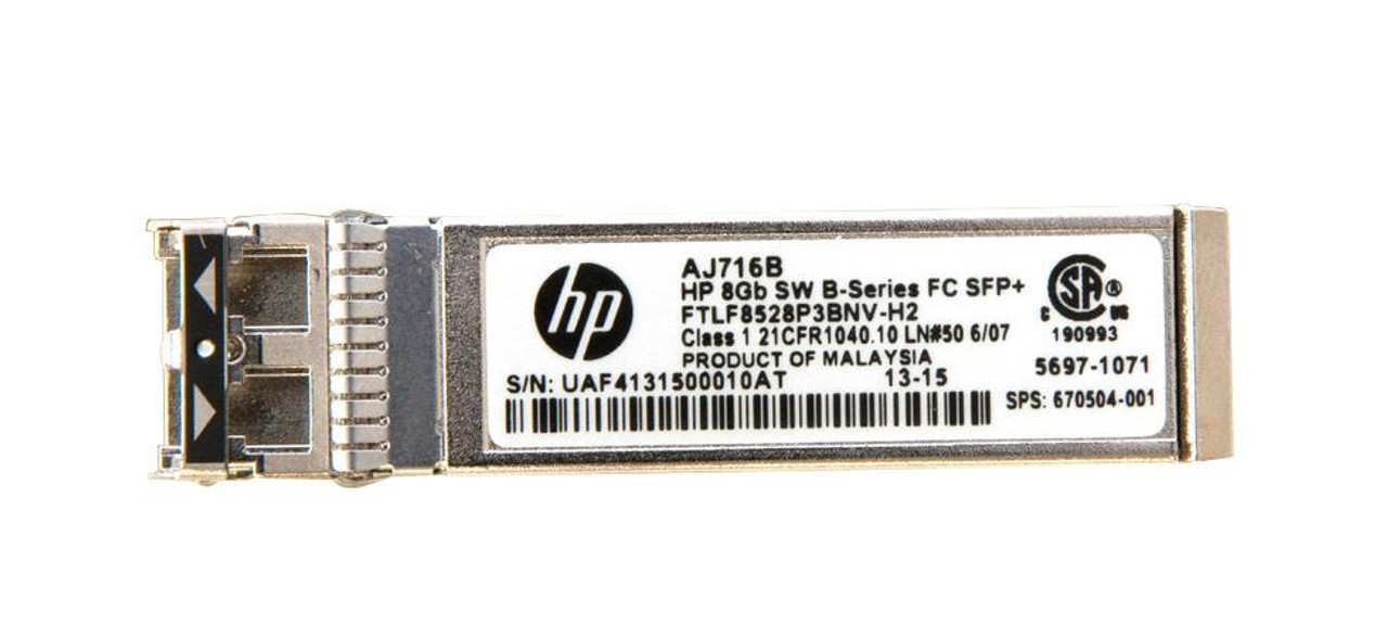 AJ716BS HP 8Gbps Multi-mode Fiber 150m 850nm Duplex LC Connector SFP+ Transceiver Module