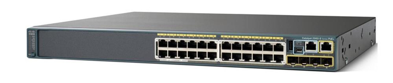 WS-C2960S-24PS-L-DL Cisco Catalyst C2960-S 24-Ports 10/100/1000 RJ-45 PoE Manageable Layer2 Rack-mountable 1U Ethernet Switch with 4x SFP Ports (Refurbished)