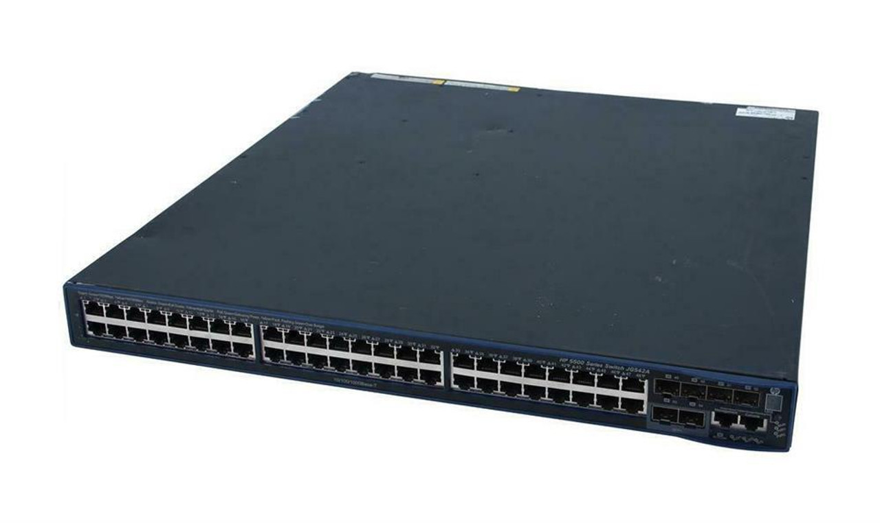 JG542A#0D1 HP ProCurve 5500-48G-PoE+-4SFP HI 48-Ports 1000BASE-T RJ-45 PoE+ Manageable Rack-mountable Stackable Switch with 4x Gigabit SFP Ports and 2x 10Gbps