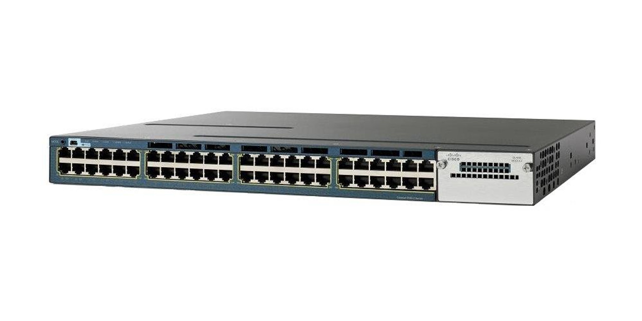 WS-C3560X-48P-S-DDO Cisco Catalyst 3560x 48-Ports 10/100/1000Base-T RJ-45 PoE+ USB Manageable Layer2 Rack-mountable 1U Switch with 1x Network Interface Module (NIM)