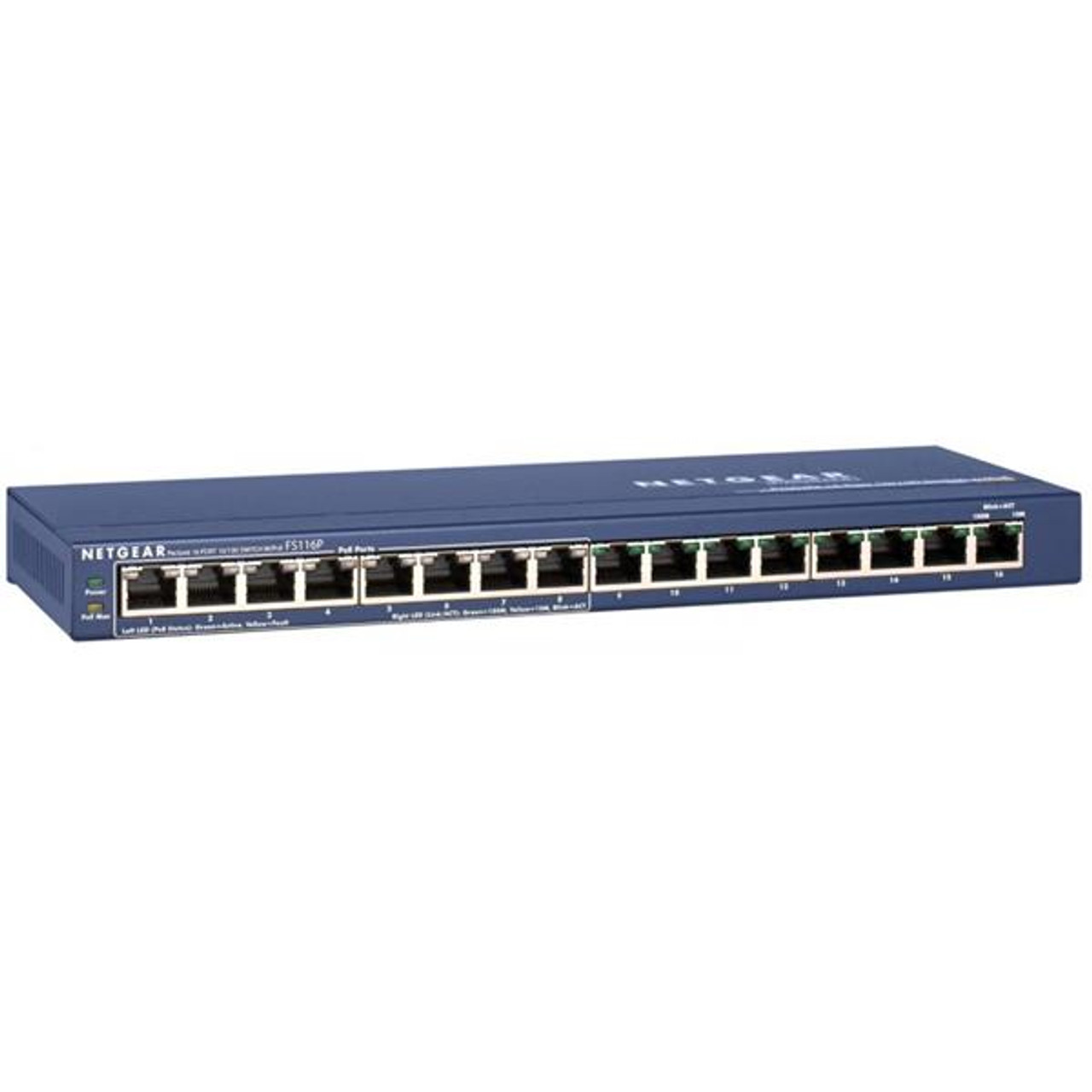 0710774 NetGear ProSafe 16-Port 10/100Mbps Fast Ethernet Desktop Switch with 8-Port PoE (Refurbished)