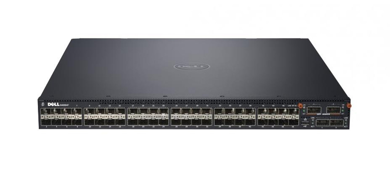 N4064 Dell 48-Ports RJ-45 10Gbps Auto-sensing Networking Switch with 2x 40GbE QSFP+ Fixed Ports and 1x Modular Bay (Refurbished)