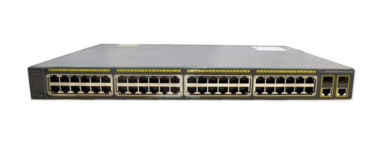 WS-C2960+48PST-L Cisco Catalyst 2960 48-Ports 10/100/1000Base-T RJ-45 PoE Manageable Layer2 Fast Ethernet Switch with 2x Gigabit Ethernet Uplink Ports and 2x Shared