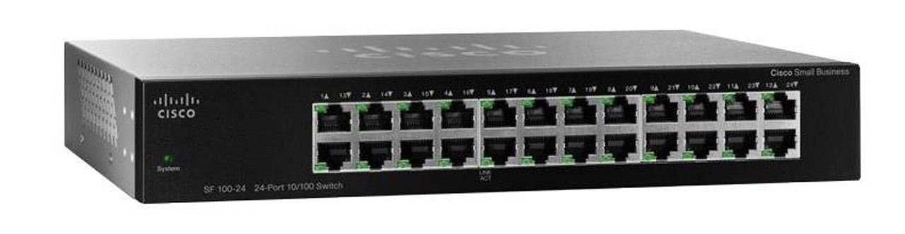 SF10024 Cisco 100 Series 24-Ports 10/100Mbps Fast Ethernet 1U Rack-mountable Unmanaged Switch (Refurbished)