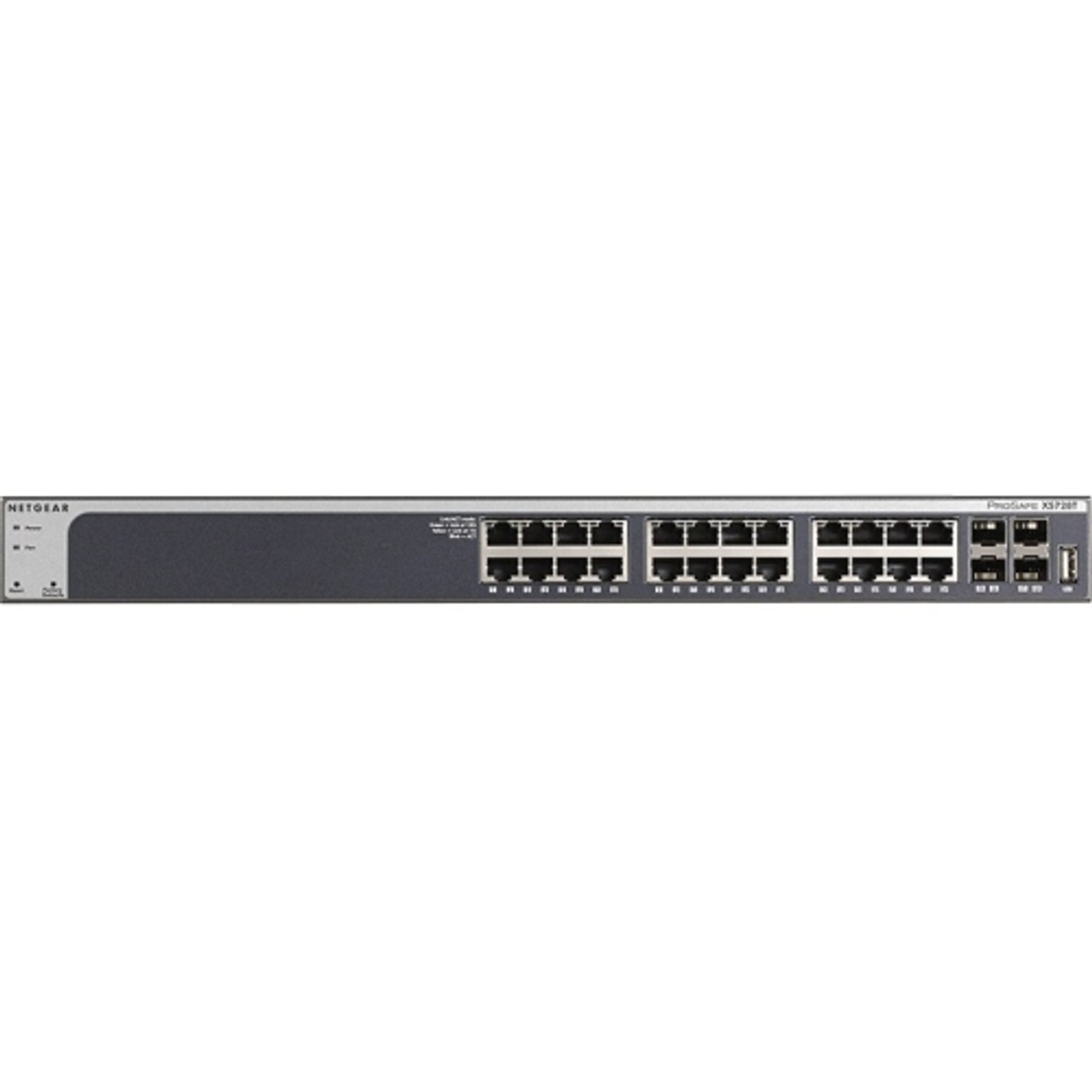 XS728T-100NES NetGear ProSafe 24-Ports RJ-45 10Gbps 10GBase-T Gigabit Ethernet Rack-mountable Smart Managed Switch with 4x 10GBase-X SFP+ Fiber Ports