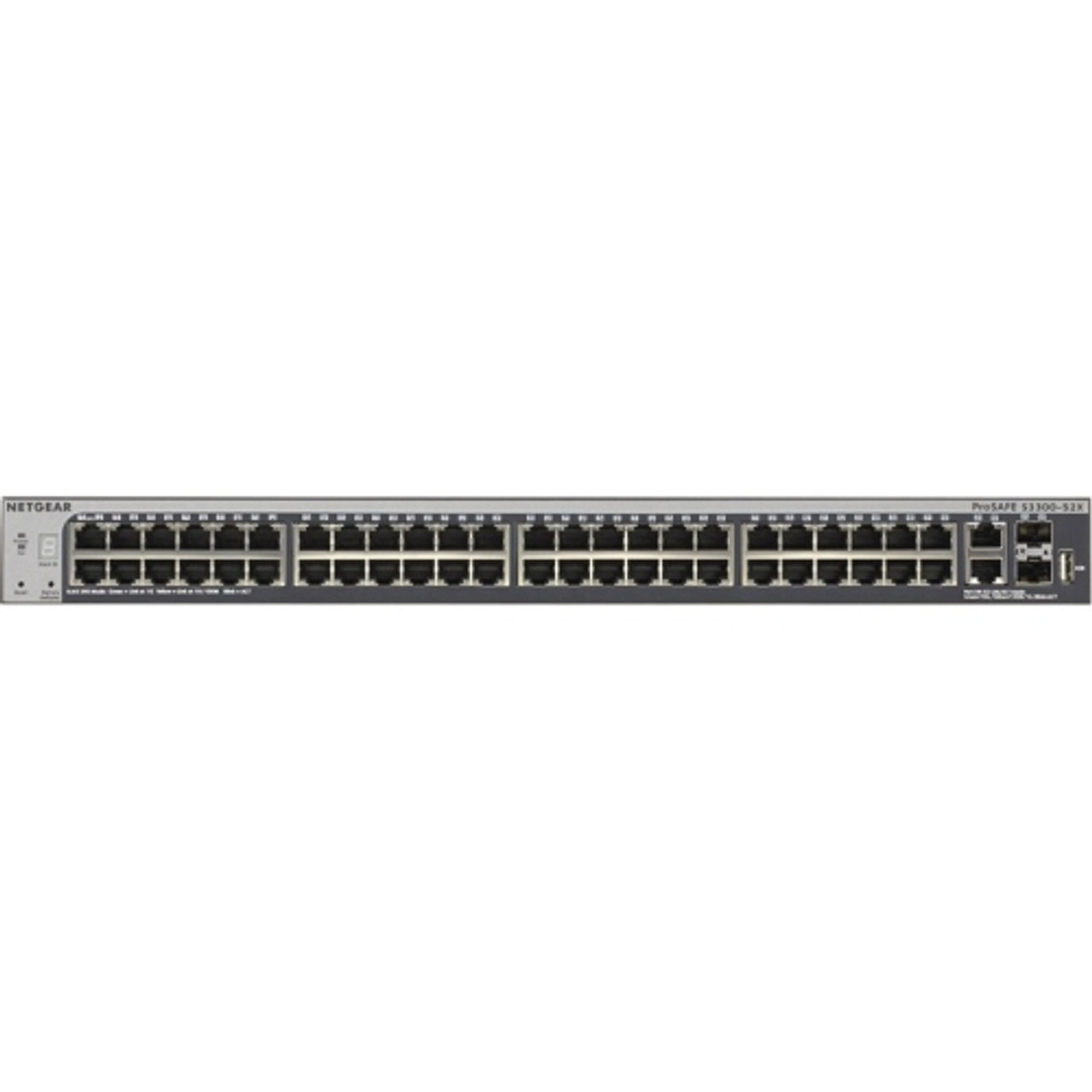 GS752TX-100NES NetGear ProSAFE S3300-52X 48-Ports Gigabit Ethernet Stackable Smart Managed Switch with 2x 10Gbps Ethernet and 2x 10Gbps SFP+ Ports (Re